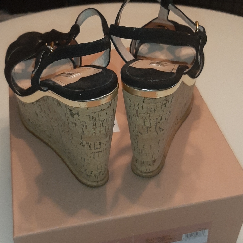 Miu Miu black suede upper wedge sandal - Picture 7 of 11